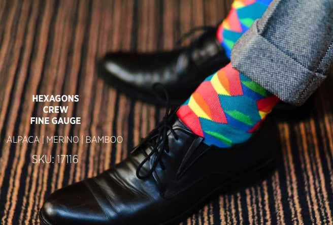 ALPACA HEXAGONS FINE GAUGE SOCKS