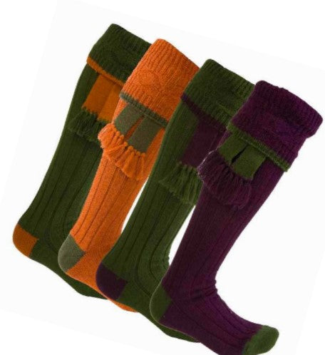 alpaca green orange knee-high socks