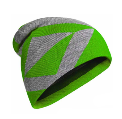 Contemporary jacquard knit hat in a blend of alpaca, Tencel, and bamboo fibers.