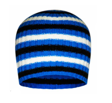 Contemporary jacquard knit hat in a blend of alpaca, Tencel, and bamboo fibers.