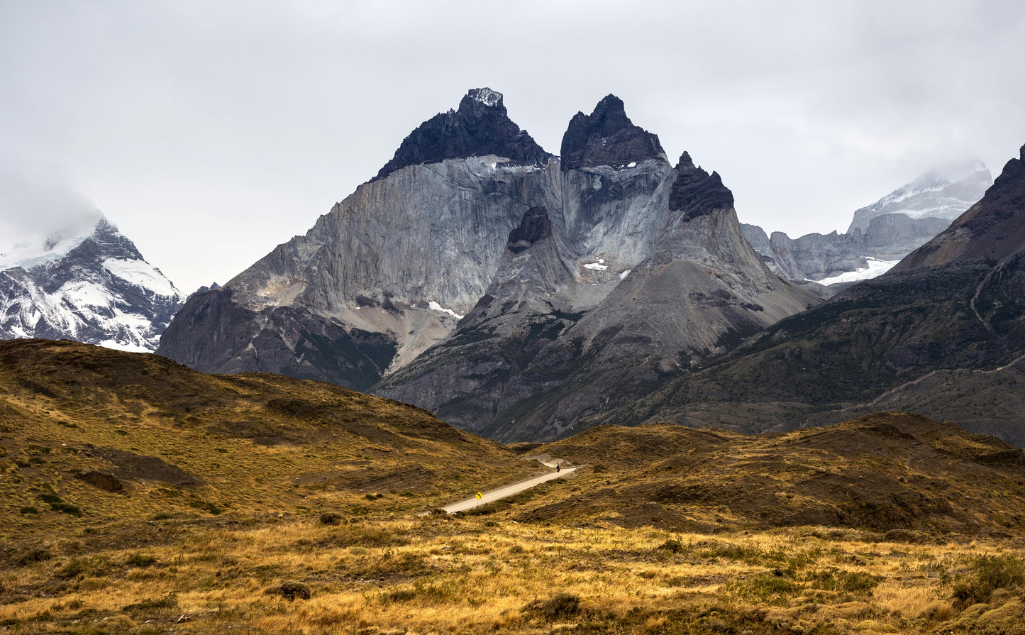 Scenic view of mountains with a path in the foreground