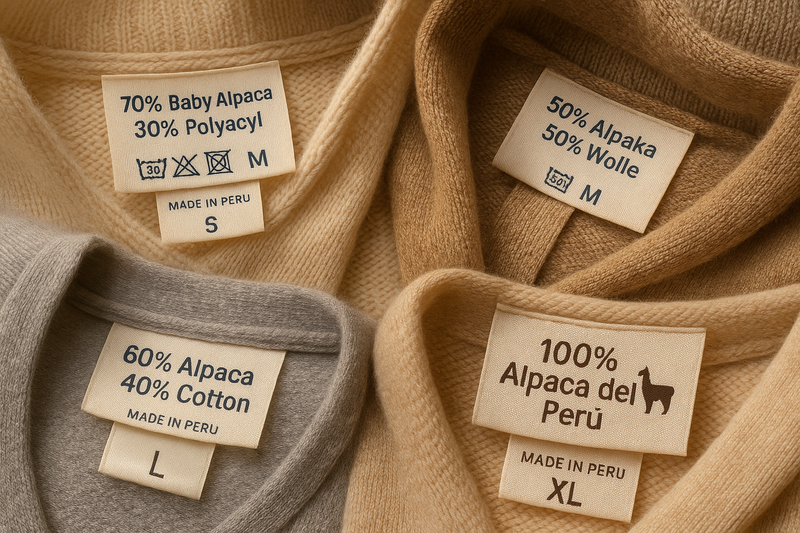 also include the label inside the t-shirts or the label inside each sweater with its composition