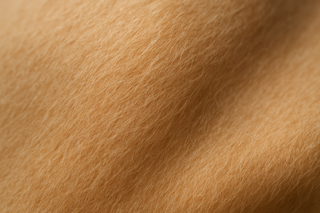 Generate a macro close-up image of a 100% Alpaca fabric showing its ultra-soft, smooth surface and light natural sheen.
Use tones of warm beige, camel, and vicuña, with visible fine alpaca hair texture.
Background minimalist and elegant.
Style: old fashion textile luxury, timeless natural elegance.
Keywords: 100% alpaca, pure alpaca wool, natural softness, premium fabric, wholesale.
Square or rectangular layout.