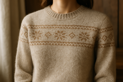 the sweater must have some nordic patterns, just some