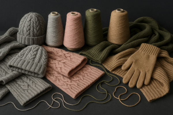 want you to develop an image related to textiles related to the theme: Alpaca fine cones to knit with Alpaca knitted Hats, Alpaca knitted Scarves, alpaca gloves
It should have a traditional look.
Natural colors, grey tones, pink tones, army green tones, vicuña color tones
Dark background.
Adaptable to mobile devices, tablets, and desktop computers.
A little chaos is required.
It should be realistic, without the appearance of AI
Patterns: Cable Knit, Alpaca Print Pattern and designs, Rib Knits