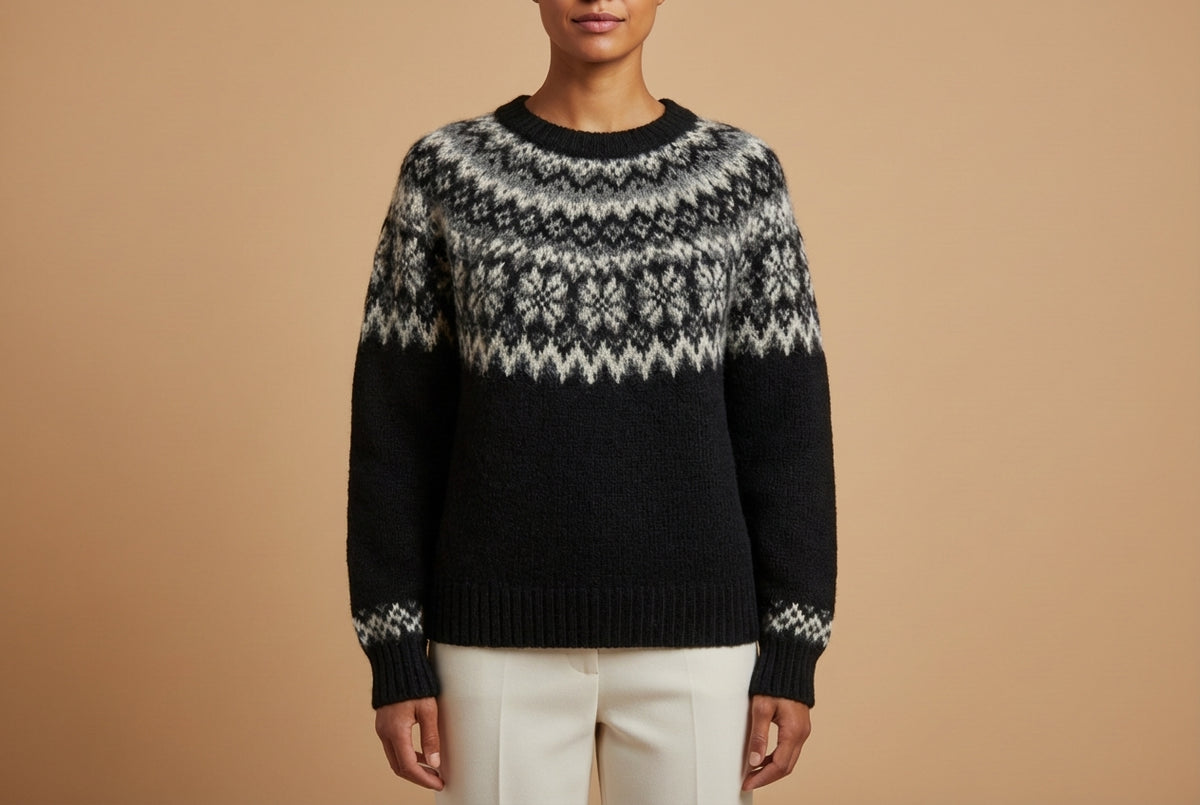 Alpaca Jacquard Knit Women’s Sweater – Wholesale