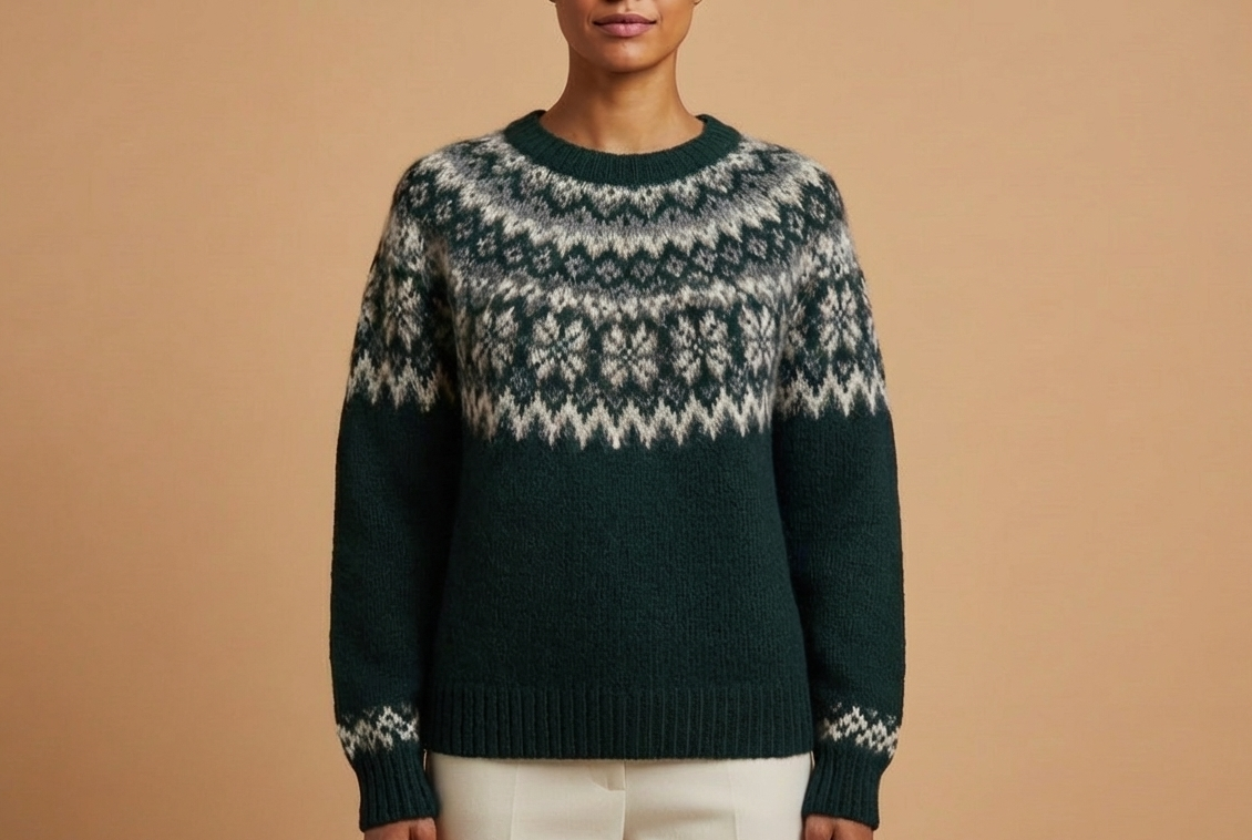 Alpaca Jacquard Knit Women’s Sweater – Wholesale