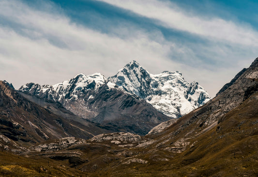 Snow-capped mountain peaks with a clear sky