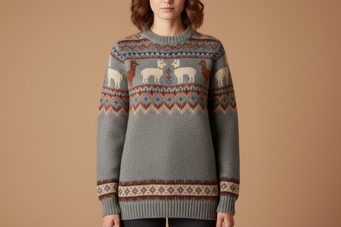 Alpaca Intarsia Women’s Sweater – Wholesale