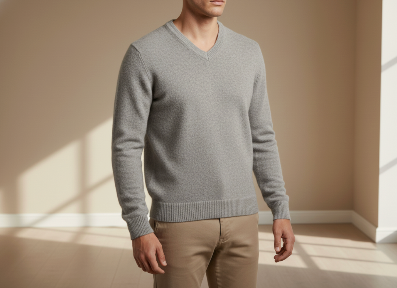 Men’s V-Neck Alpaca Sweater – Fine Gauge Wholesale