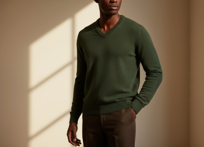 Men’s V-Neck Alpaca Sweater – Fine Gauge Wholesale
