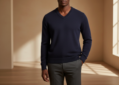 Men’s V-Neck Alpaca Sweater – Fine Gauge Wholesale