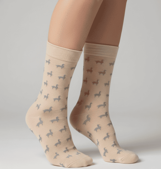 Alpaga Print Socks – Baby Alpaca Wool Wholesale – Medium Weight Unisex