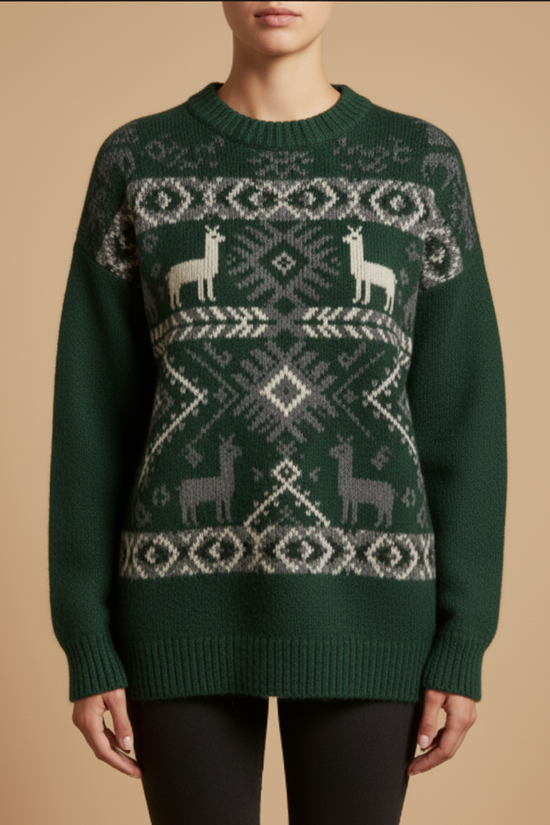 Alpaca Graphic Knit Women’s Sweater – Wholesale