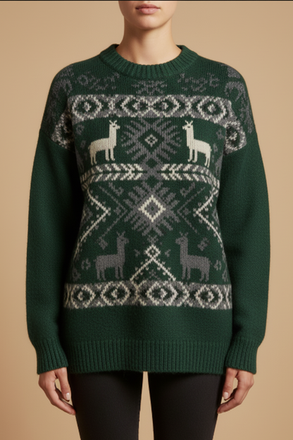 Alpaca Graphic Knit Women’s Sweater – Wholesale