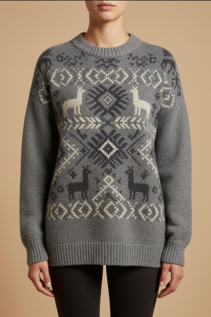 Alpaca Graphic Knit Women’s Sweater – Wholesale