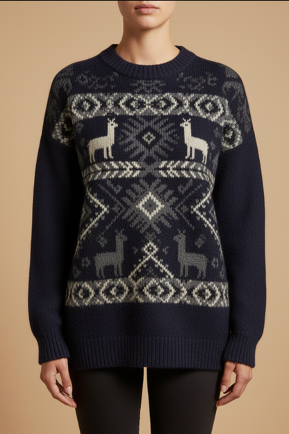 Alpaca Graphic Knit Women’s Sweater – Wholesale