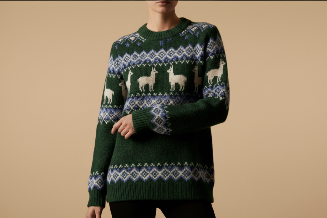 Alpaca Pattern Women’s Sweater – Wholesale