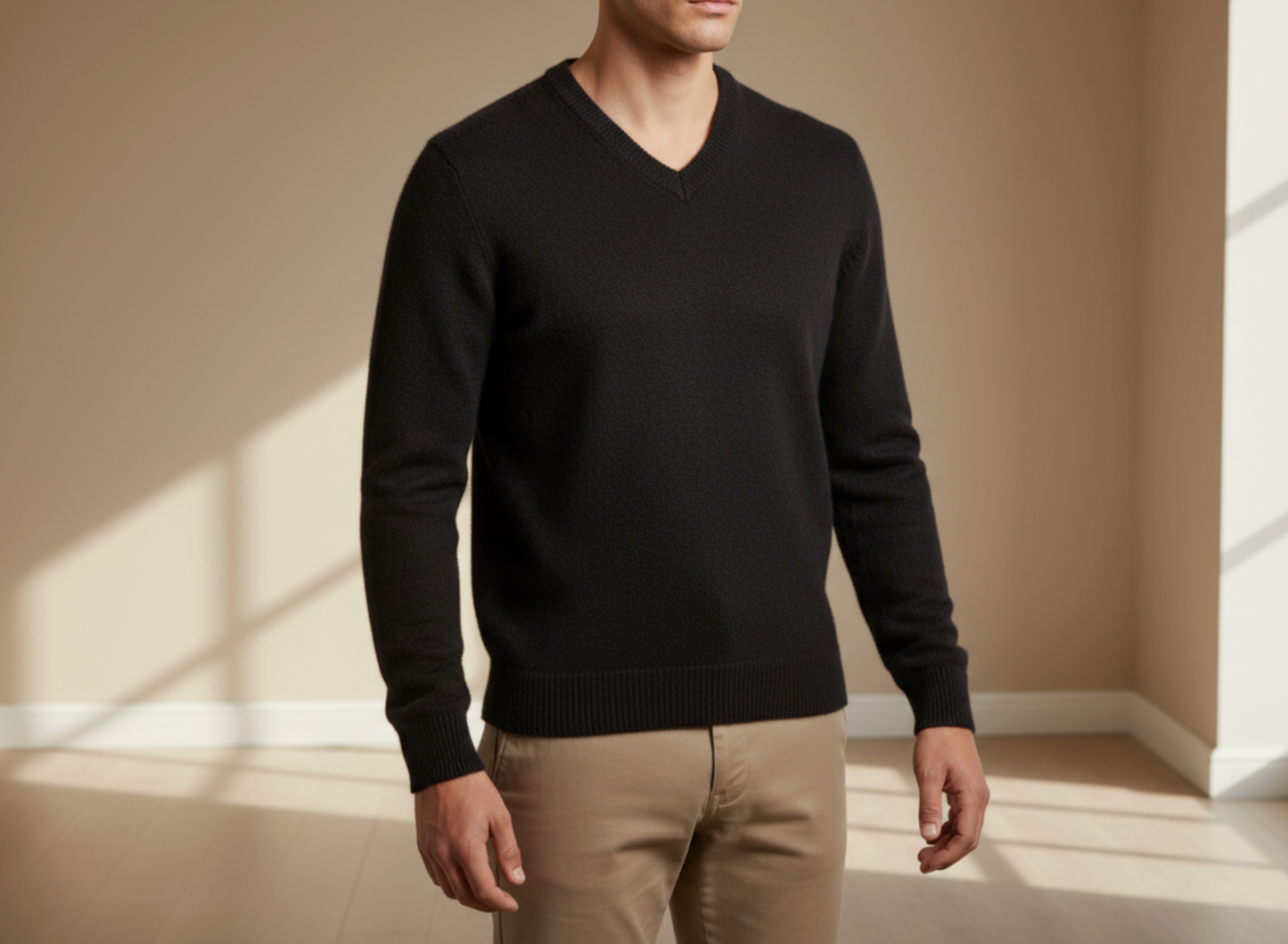 Men’s V-Neck Alpaca Sweater – Fine Gauge Wholesale